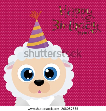Colored background with an animal and ornaments for birthday party. Vector illustration