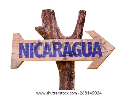 Nicaragua wooden sign isolated on white background