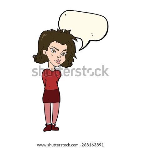 cartoon woman with speech bubble