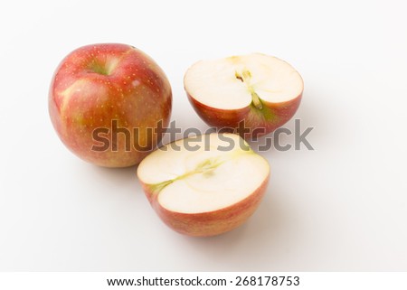 ripe red apple on a white background is excellent snack