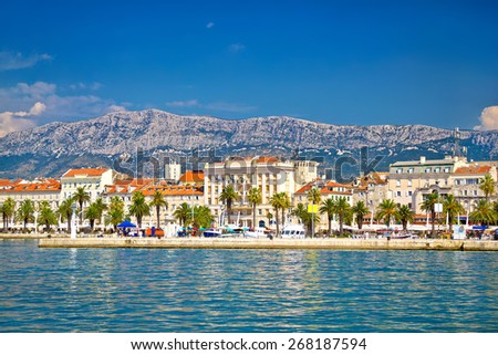 Palm waterfront of Split city, Dalmatia, Croatia Royalty-Free Stock Photo #268187594