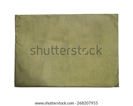Vintage brown blank envelope paper, isolated on white background