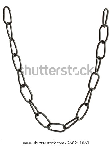 Black metal chain on white background