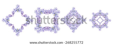 Set of Watercolor Vector Illustration Hyacinth Flowers in Geometry. Isolated on white background.