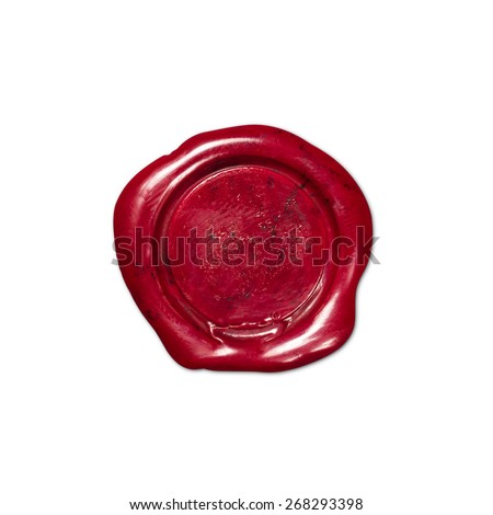 Red Wax Seal Isolated on White Background (with clipping path) Royalty-Free Stock Photo #268293398