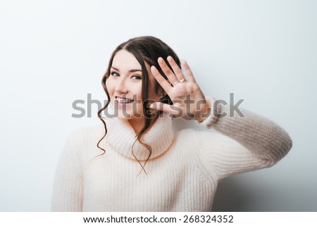 stop hand gesture with business woman