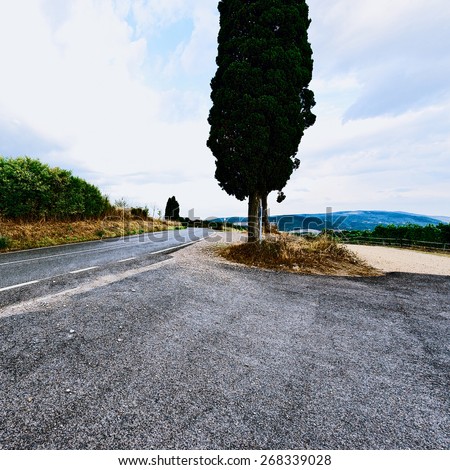 Winding Paved Road in Tuscany, Italy, Vintage Style Toned Picture