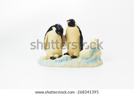 two penguin doll on white background