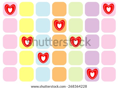 Red hearts. Vector set of hearts, various forms for design .