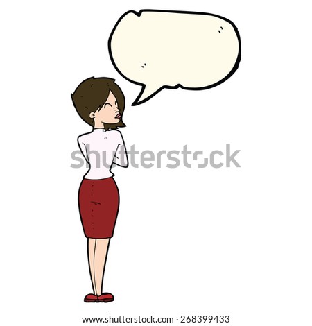 cartoon businesswoman ignoring with speech bubble