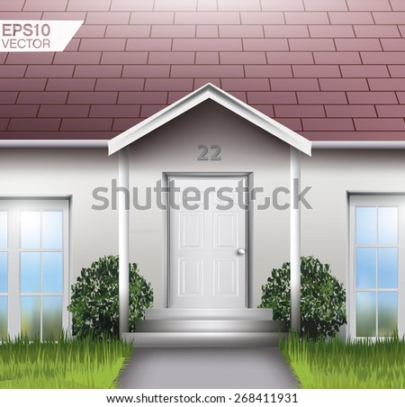 Family house entrance. Detailed vector illustration
