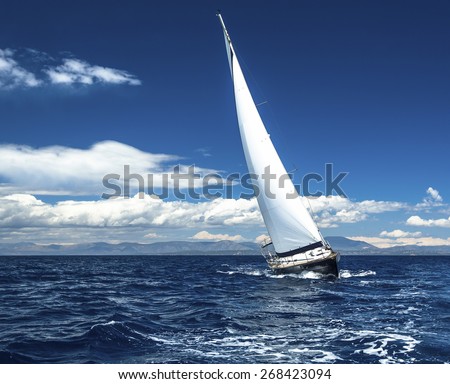Sailing yacht race, picture with space for logos.