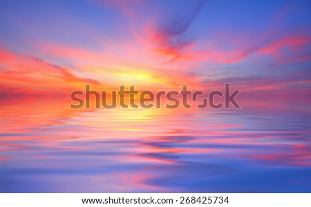 Background image from colorful sky and beautiful water reflection Royalty-Free Stock Photo #268425734