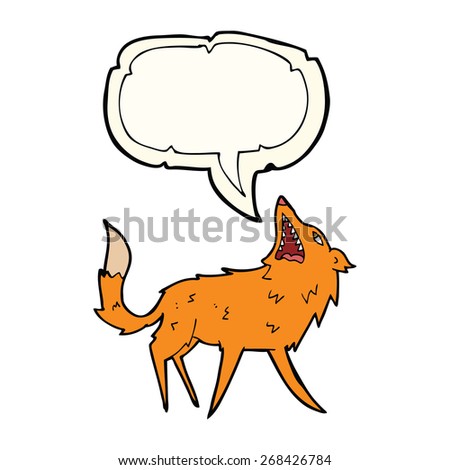 cartoon snapping fox with speech bubble