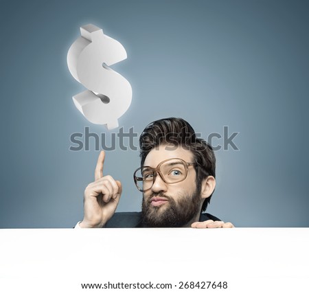 Concept portrait of a nerdy businessman