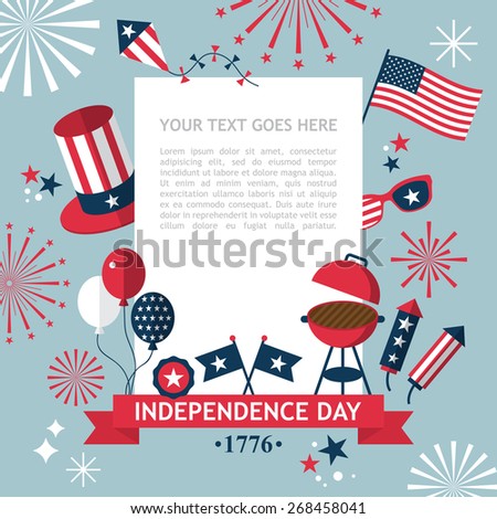 4th of July, Independence Day of the USA, party invitation template
