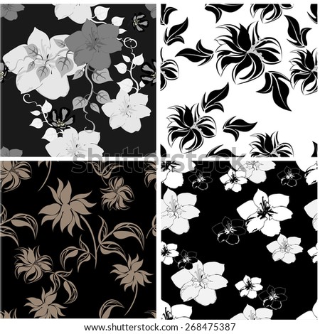 Seamples flowers pattern set vector texture