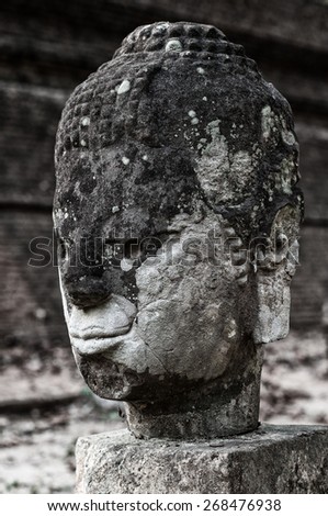 The Head of Buddha Image at Wat U-Mong, Temple in Chiang Mai, North of Thailand