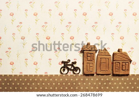 little houses and bicycle