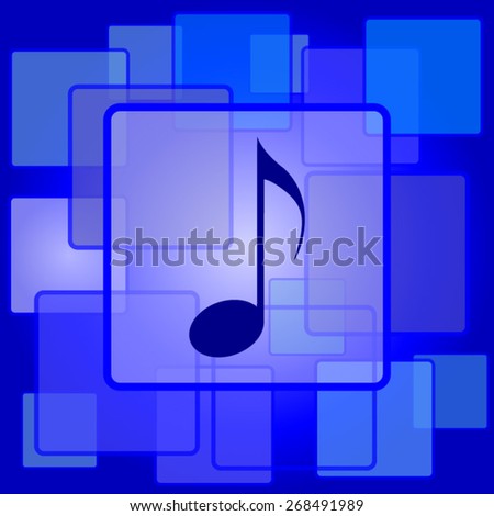 Musical note icon. Internet button on abstract background. 
