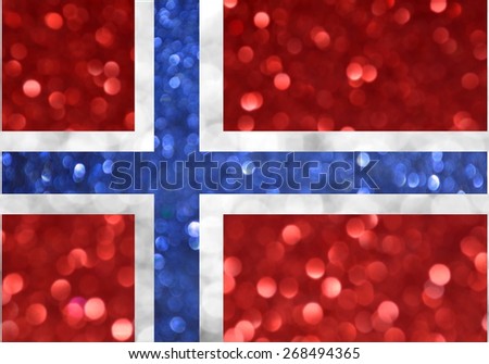 The National flag of Norway made of bright and abstract blurred backgrounds with shimmering glitter