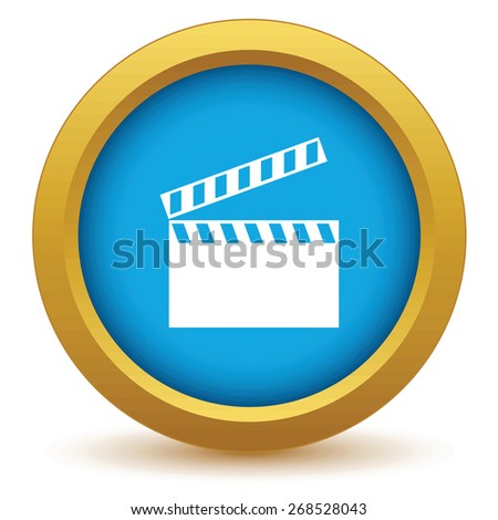 Gold cinema icon on a white background. Vector illustration