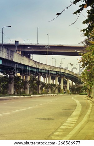 road and bridge , vintage color