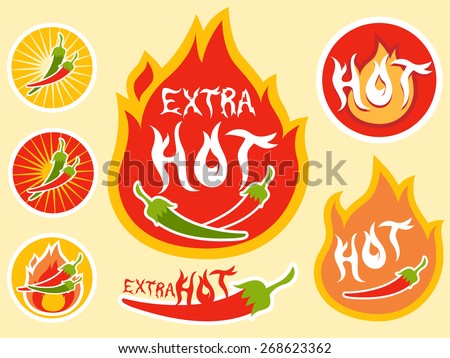 Illustration of Ready to Print Labels for Hot Sauce Bottles