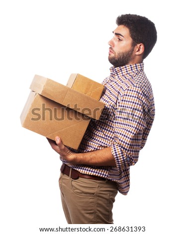 man holding boxes