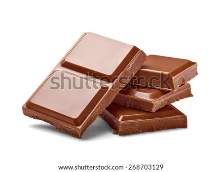 close up a chocolate bar on white background Royalty-Free Stock Photo #268703129