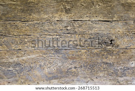 Old brown wooden planks arranged horizontally,the edge of the mid becomes clear.