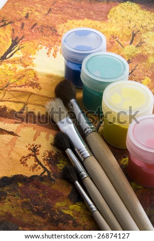 bright autumn picture with paintbrush