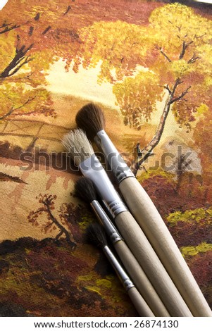 bright autumn picture with paintbrush