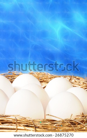 white eggs in golden nest