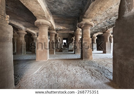Elephanta Island caves near Mumbai in Maharashtra state, India Royalty-Free Stock Photo #268775351