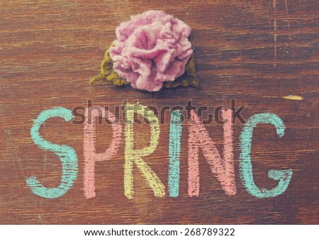 spring. chalk inscription, flower.