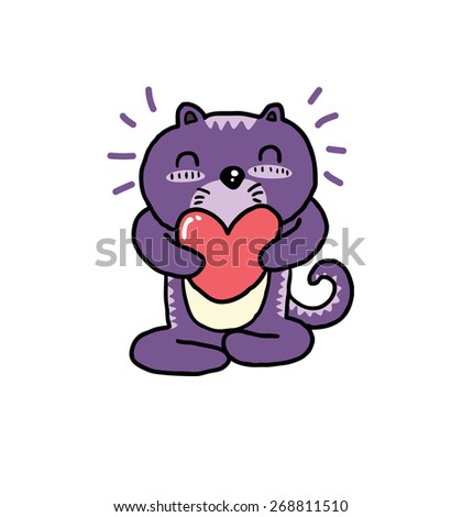 cartoon cat with heart symbol