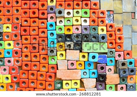Grunge Colorful Ceramic Tile Patterns Background.