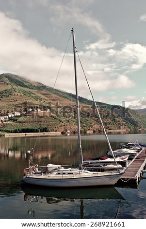 Mooring Line on the River Douro in Portugal, Vintage Style Toned Picture