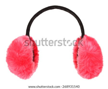Pink winter earmuffs isolated on white background Royalty-Free Stock Photo #268931540