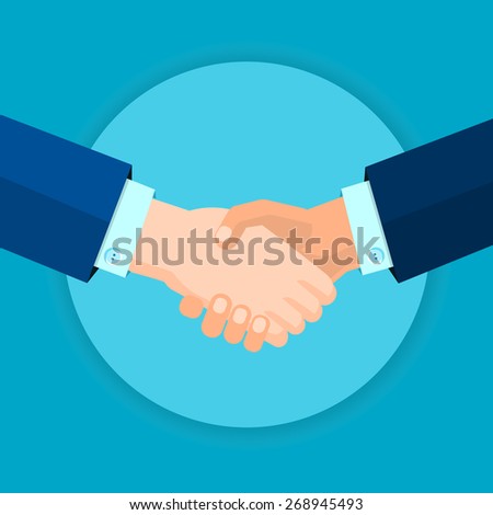 business connection and relations. Handshake, business icons in flat, business, apps banner, iPhone illustration 