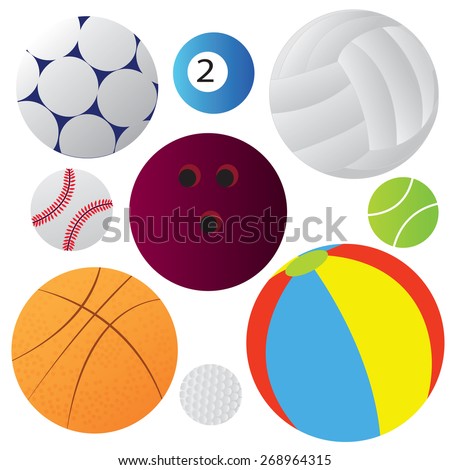 Vector illustration of many balls collection isolated on white