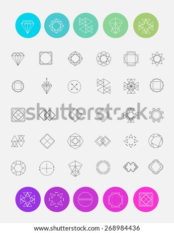 Vector set of line emblems. Abstract hipster logo templates. Hipster style