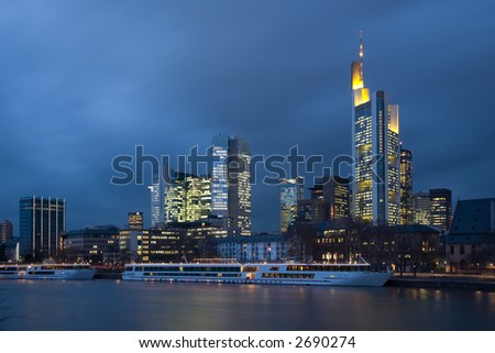 Frankfurt at the River Main before raining