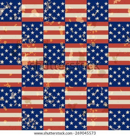 American vintage patriotic seamless pattern in national colors with spots