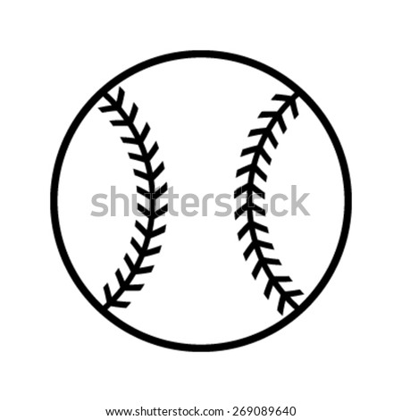 Simple Black Baseball with Stitches vector icon