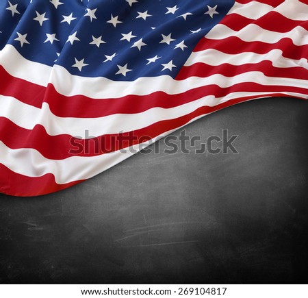 American flag on a blackboard