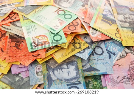 Australian Money - Aussie currency background Royalty-Free Stock Photo #269108219