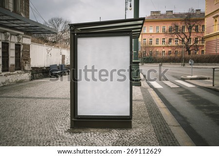 Realistic photo blank. Billboard on bus stop with the texture of the poster and highlights. For your advertisement or graphic design