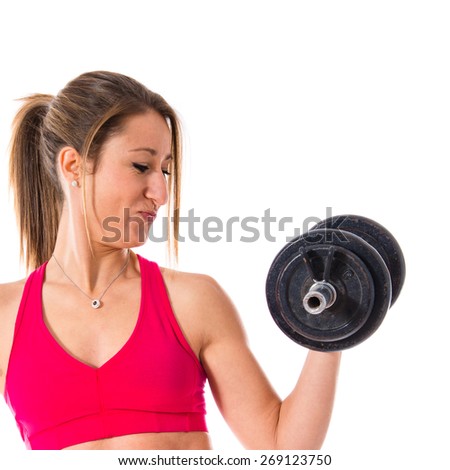 Sport woman doing weightlifting 